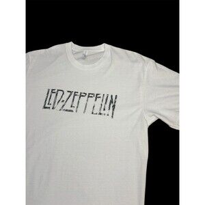 Led Zeppelin Graphic T-Shirt White Classic Rock Band Tee Mens Size Small
